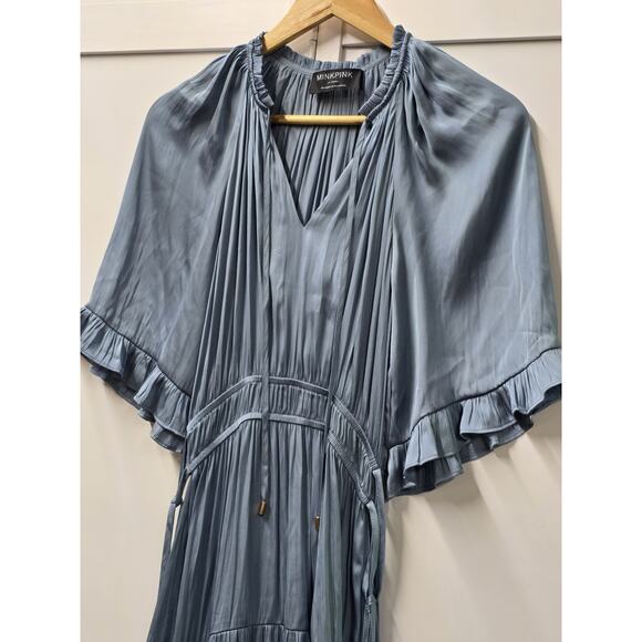 Mink Pink Women Ines Midi Dress French Blue Size X-Small Layered Preppy - Picture 3 of 10